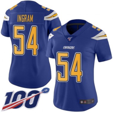 Los Angeles Chargers NFL Football Melvin Ingram Electric Blue Jersey Women Limited 54 100th Season Rush Vapor Untouchable